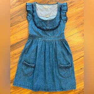 Vanilla Star denim dress. Size S. Side zipper and tie back. Casual